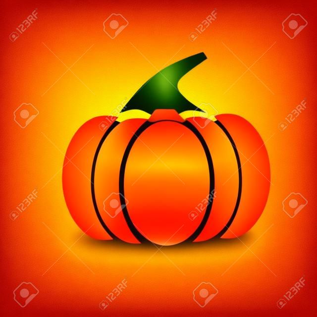 Pumpkin - thanksgiving and halloween symbol. Orange ripe pumpkin vector illustration isolated on a white background.