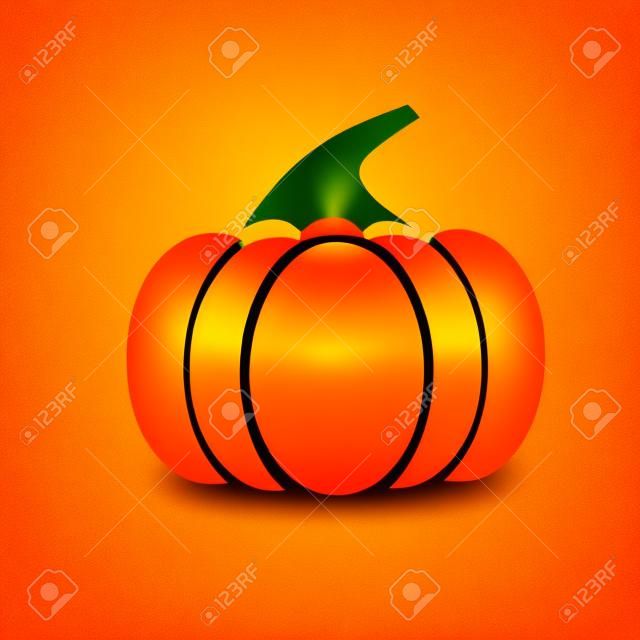 Zucca - simbolo di ringraziamento e halloween. Illustrazione vettoriale di zucca matura arancione isolata su sfondo bianco.