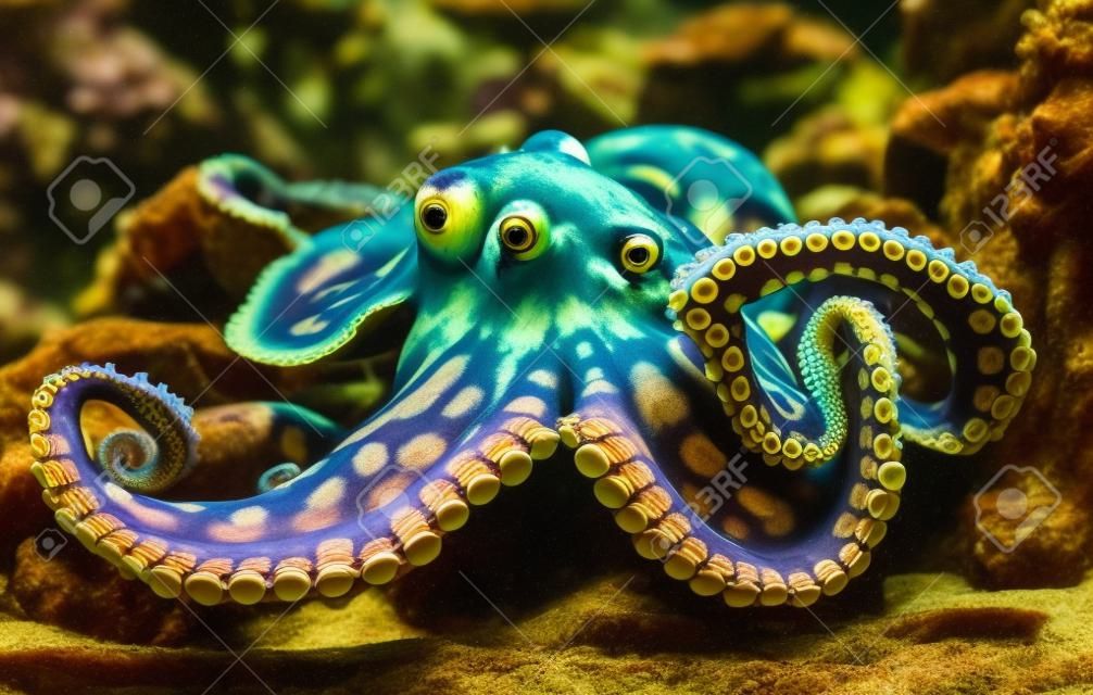 Common octopus (Octopus vulgaris). wild animal.