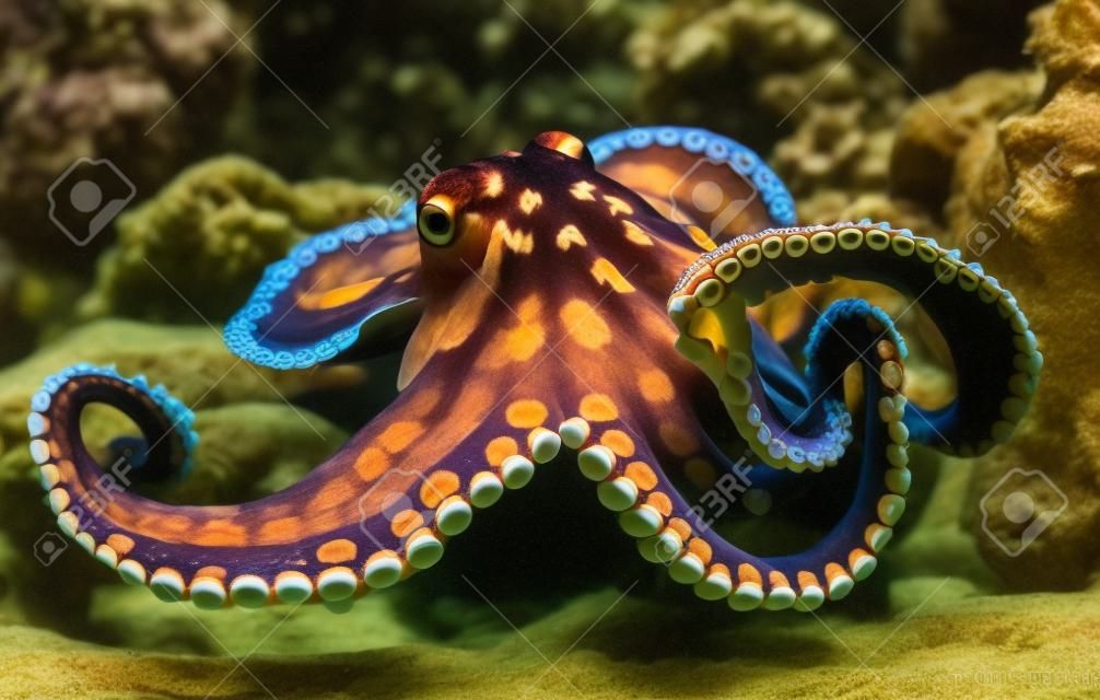 Common octopus (Octopus vulgaris). wild animal.