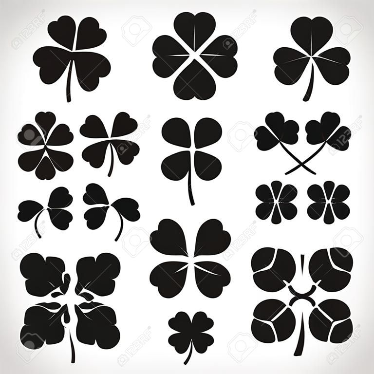 Clover icons set on white background for graphic and web design. Simple vector sign. Internet concept symbol for website button or mobile app.