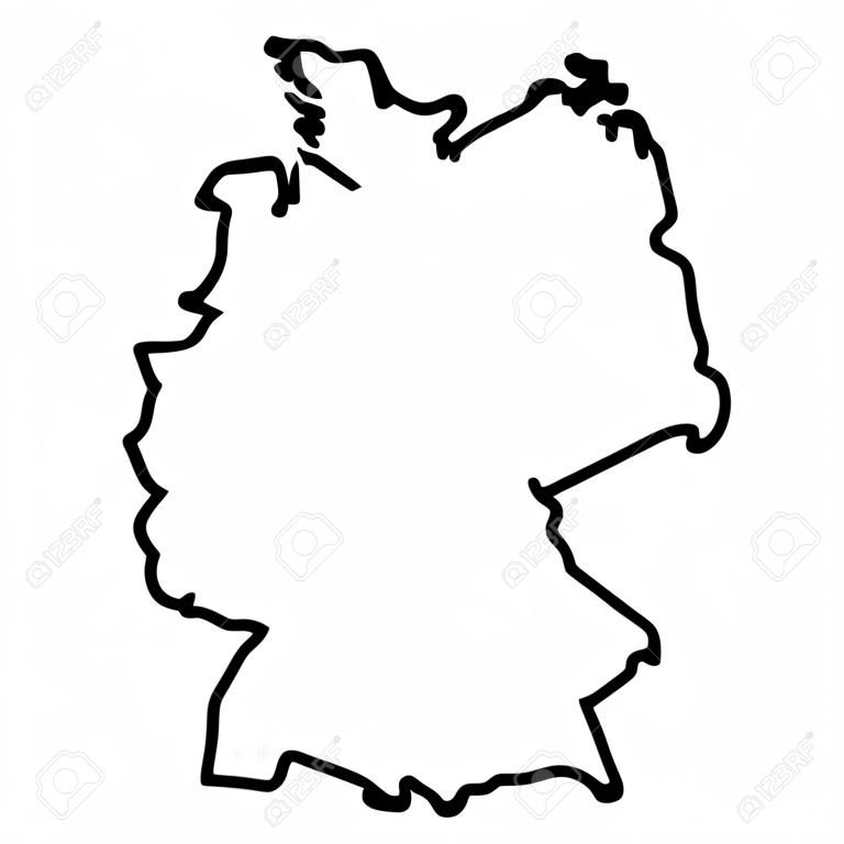 Simple contour map of Germany. Black outline map isolated on white background.