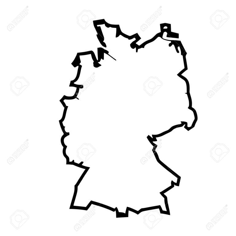 Carte de contour simple de l'Allemagne. Carte de contour noir isolée sur fond blanc.
