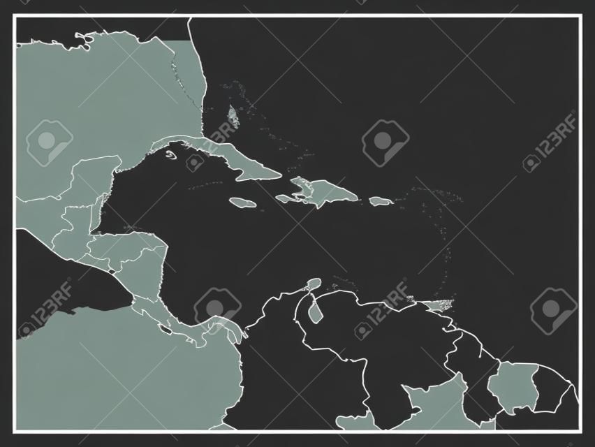 mapa del caribe en blanco