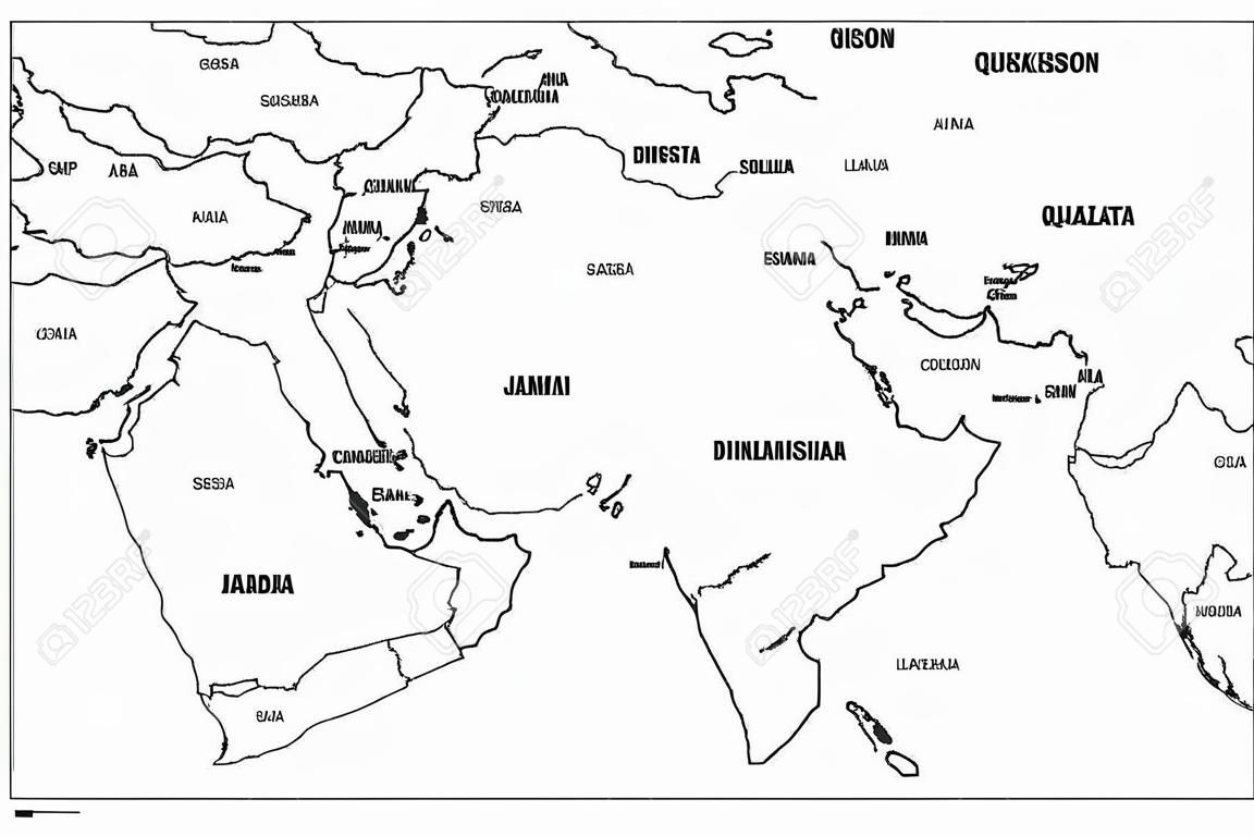 Политическая Карта Стран Южной Азии И Ближнего Востока. Простая Плоская  Векторная Контурная Карта С Названиями Стран. Клипарты, SVG, векторы, и  Набор Иллюстраций Без Оплаты Отчислений. Image 93192644