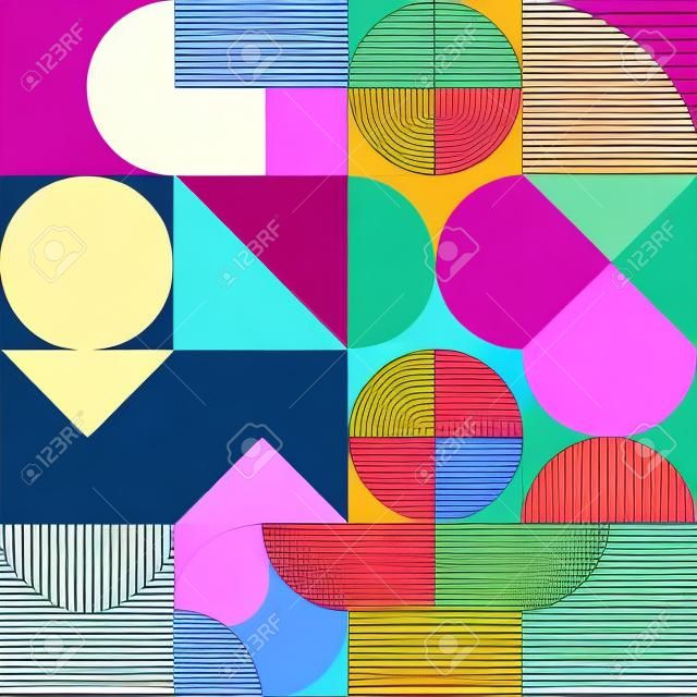 Abstract geometric retro design. Vector seamless pattern in CMYK colors.