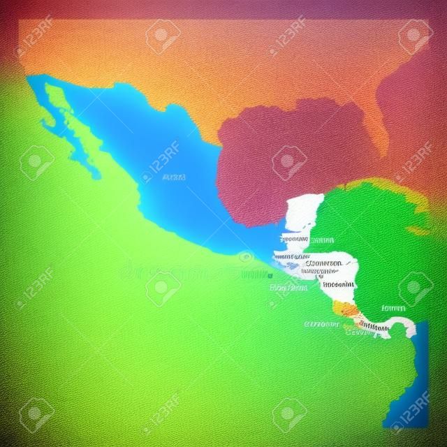 Central America Region. Map of countries in central part of America. Vector illustration.