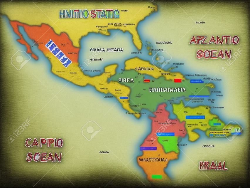 mapa del caribe y america central y sus capitales