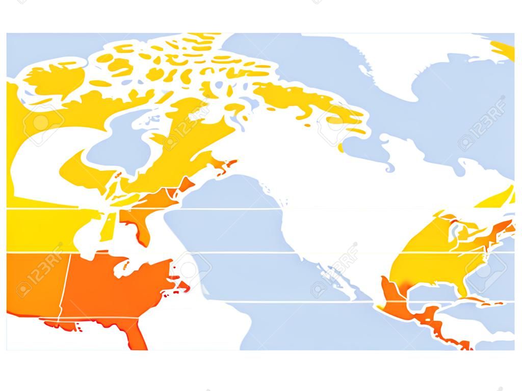 Mapa liso do continente da América do Norte