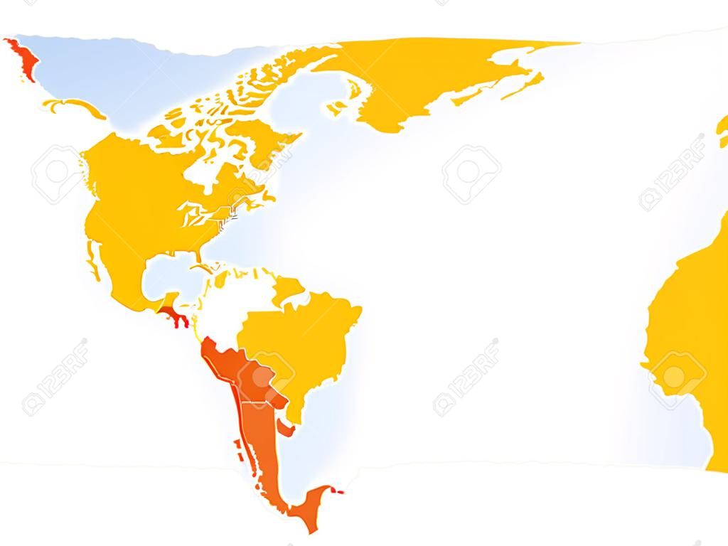 Mapa liso do continente da América do Norte