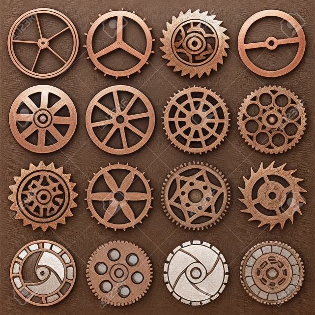 Set di elementi per la progettazione - ingranaggi dell'orologio di rame