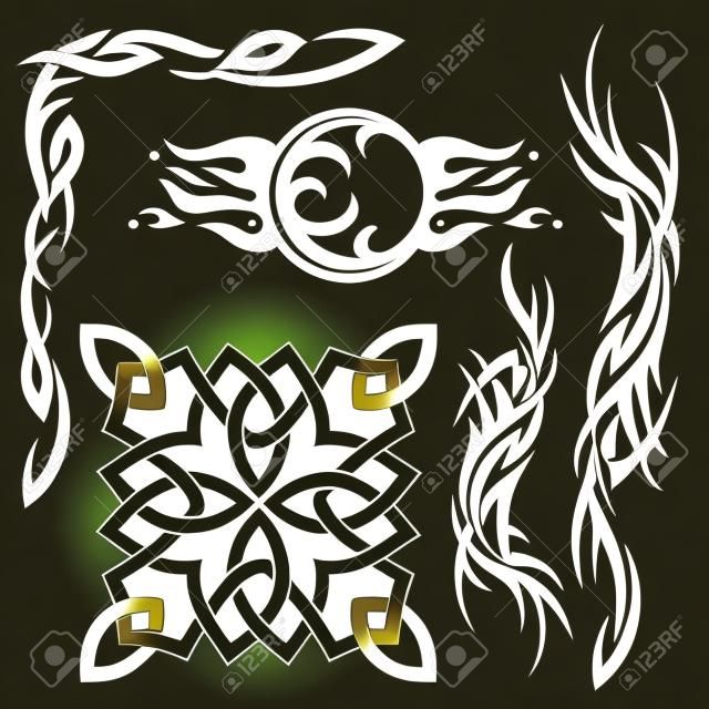 Vector set of Gothic and Celtic ornament for design