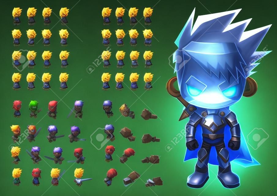 top down knight game character sprites