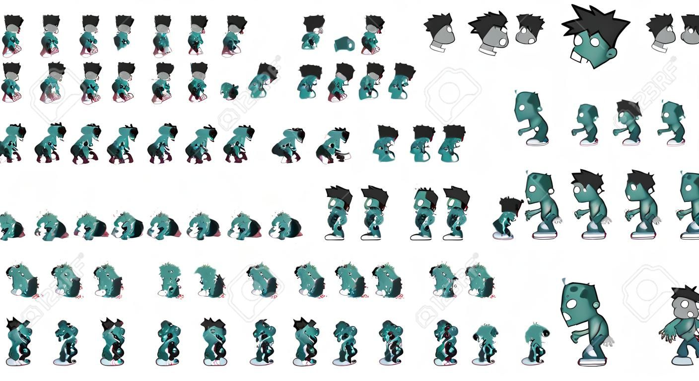 Animated zombie game character sprites