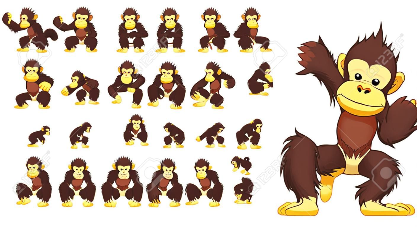 Sprite animati dei personaggi del gioco della grande scimmia