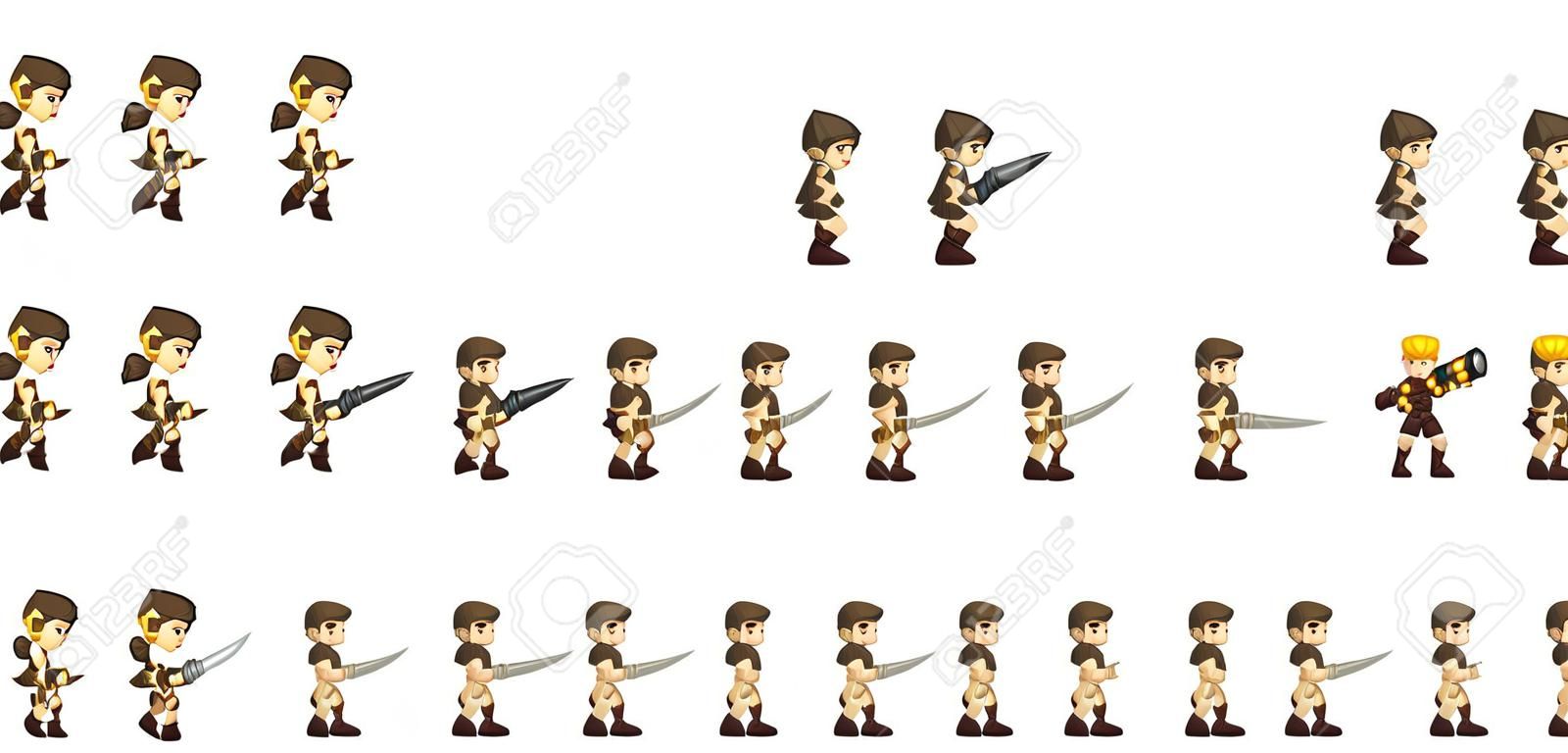 Animated jungle hunter game character sprites