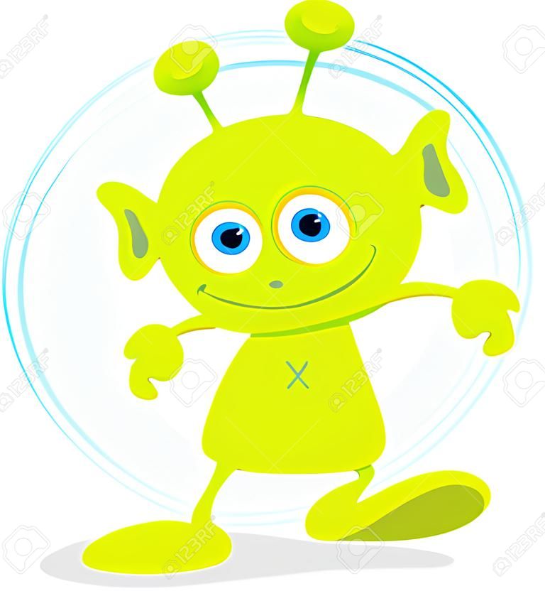 Cartoon Illustrazione di verde Passeggiate Alien