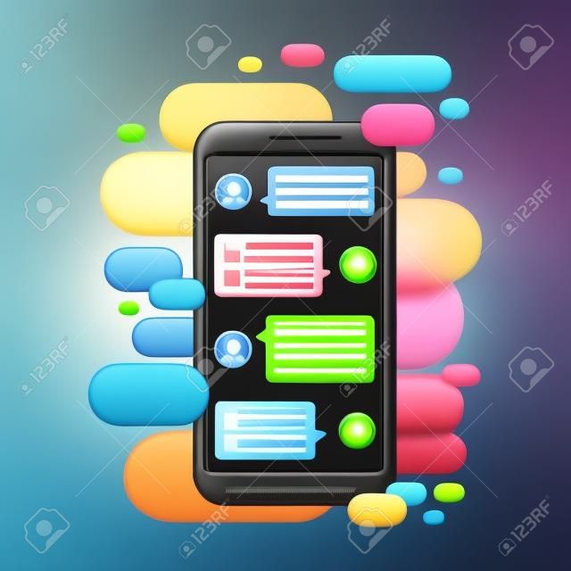 Compose dialogues using samples bubbles. Smart Phone chatting bubbles.