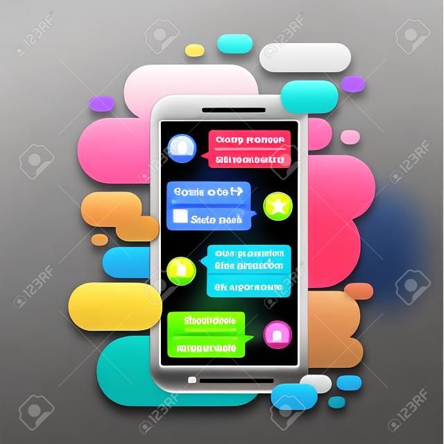 Compose dialogues using samples bubbles. Smart Phone chatting bubbles.