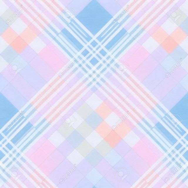 Plaid pattern in pastel pink, blue and white.