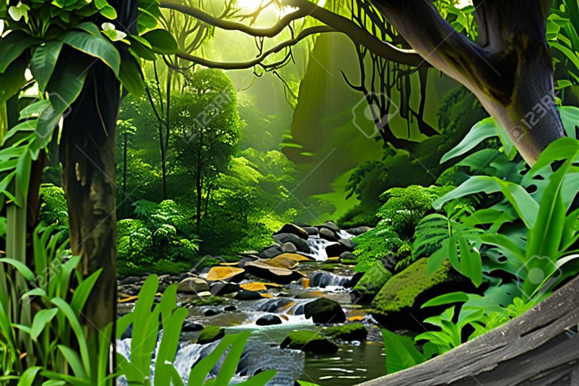 Tropische jungle met rivier