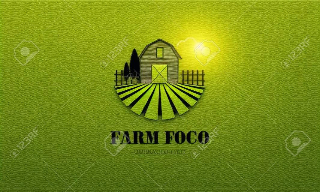 Logo dell'agricoltura e dell'agricoltura. Illustrazione vettoriale della fattoria