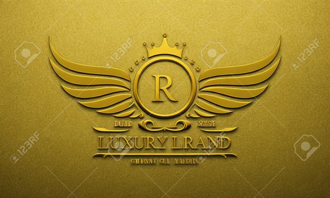 Luksusowe złoto, królewska marka, luksusowe logo z monogramem