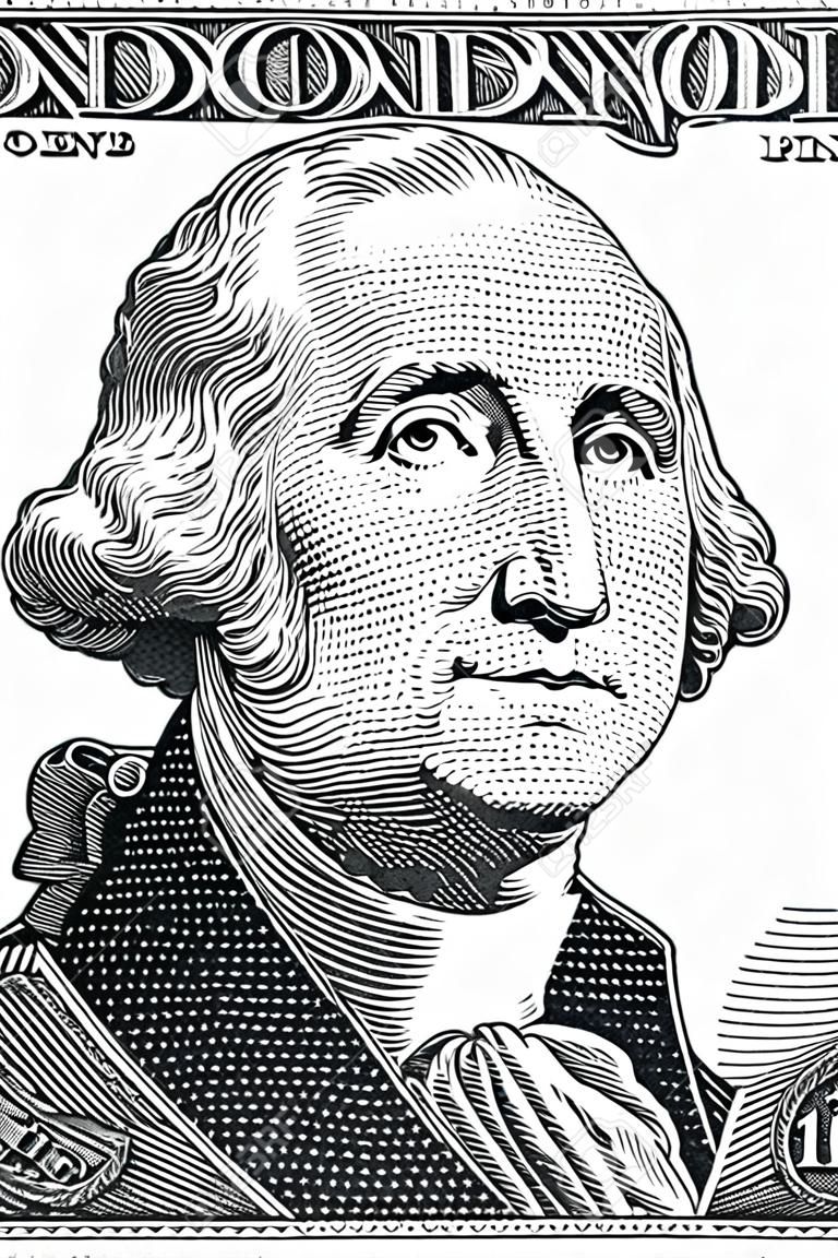 Gravure的乔治·华盛顿在旧的一元钞票前面