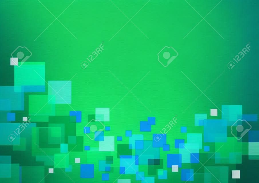 青と緑の正方形の背景デザインを抽象化します。