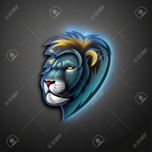 Lion head mascot with spooky look and easy to edit