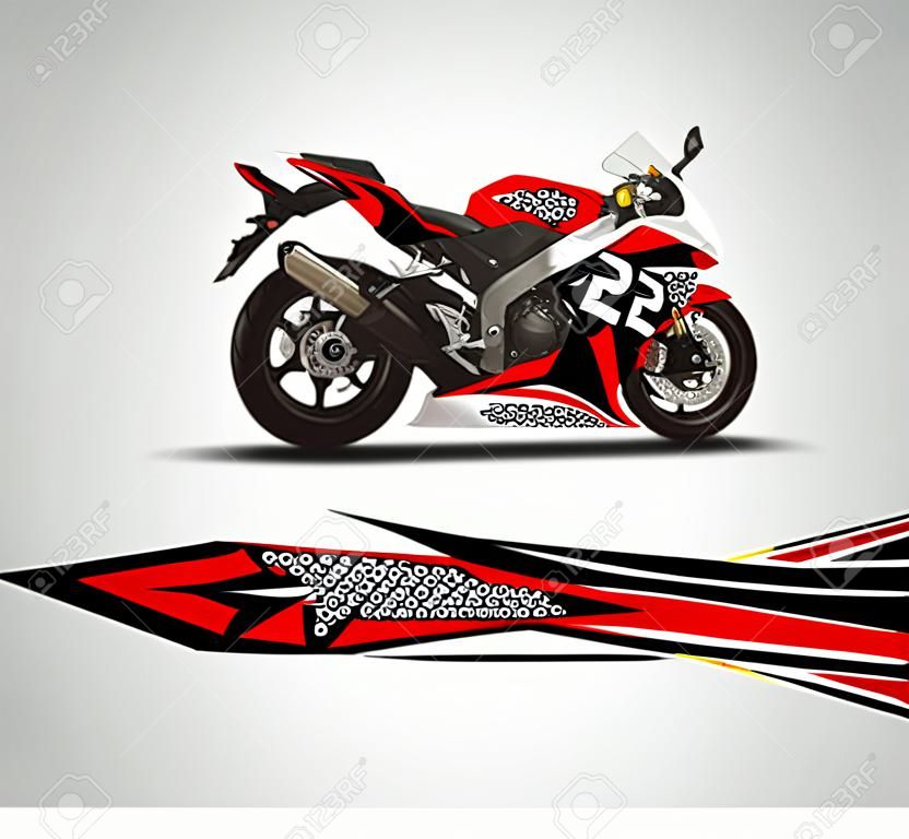Diseño de calcomanías y calcomanías de vinilo para motocicletas de carreras.