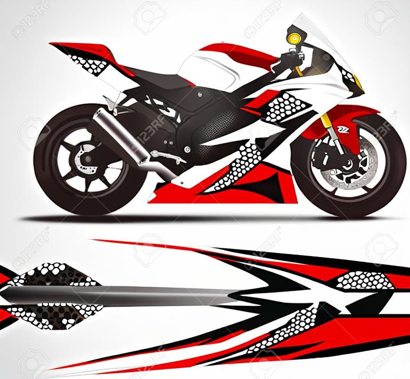Diseño de calcomanías y calcomanías de vinilo para motocicletas de carreras.