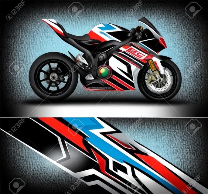 Racing motorcycle wrap decal and vinyl sticker design.