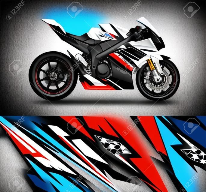 Diseño de calcomanías y calcomanías de vinilo para motocicletas deportivas.