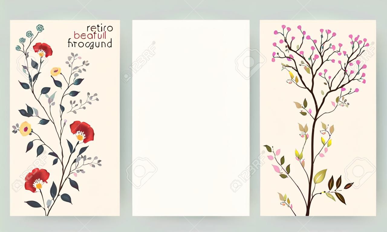 Illustration of Retro beautiful flower banners 