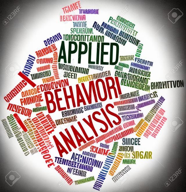 Nube palabra abstracta para el análisis del comportamiento aplicado con etiquetas y términos relacionados