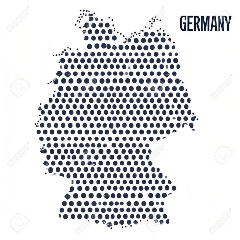 Gepunktete Deutschlandkarte isoliert auf weißem Hintergrund. Vektor-Illustration.