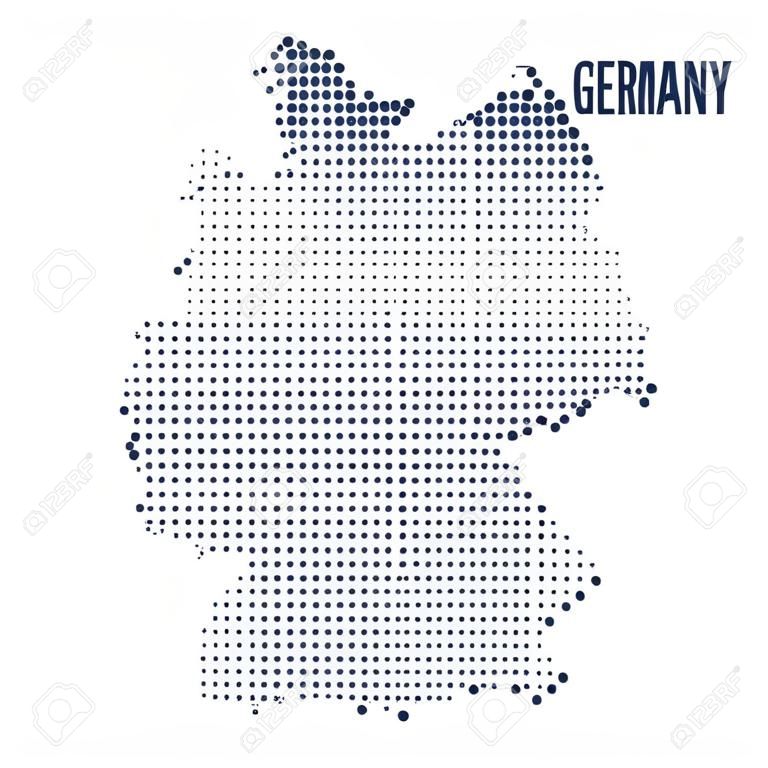 Gepunktete Deutschlandkarte isoliert auf weißem Hintergrund. Vektor-Illustration.