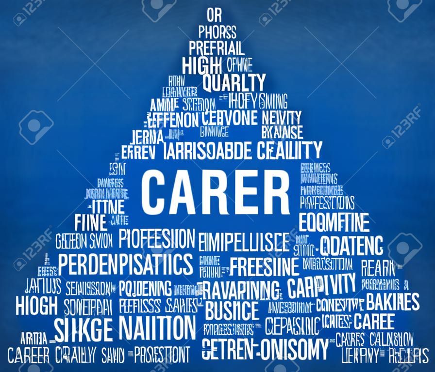 Business And Career Word Cloud Pyramid On Blueprint