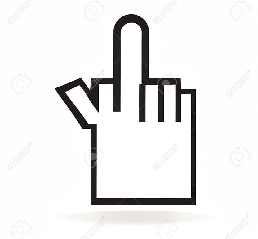 Haga clic en equipo cursor de mano para en el dedo medio. vector illustartion.