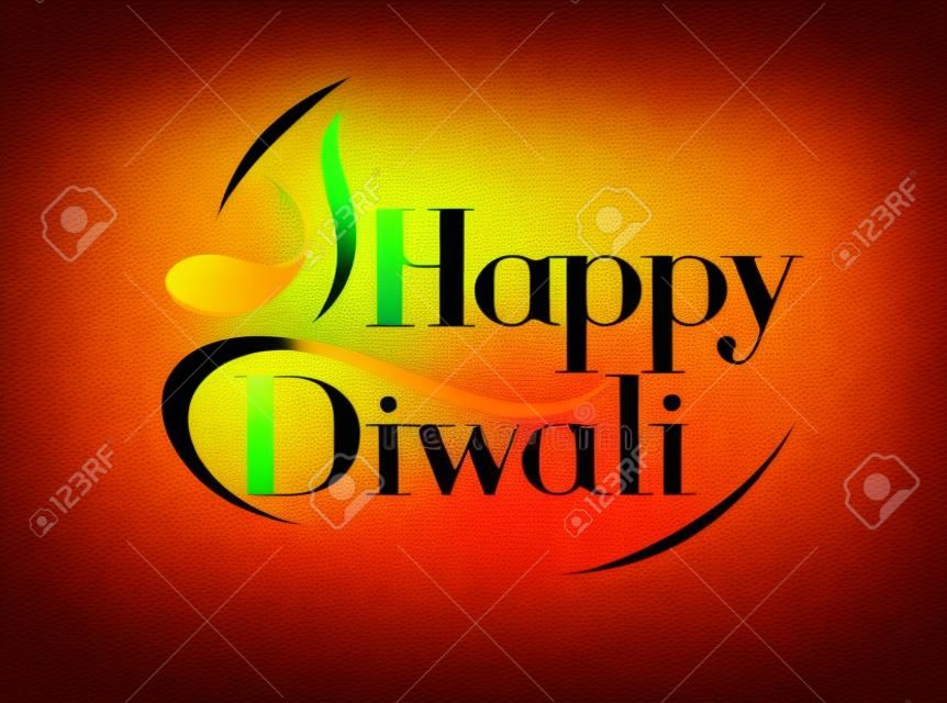 Happy Diwali Text Design Background. Abstract vector illustration.