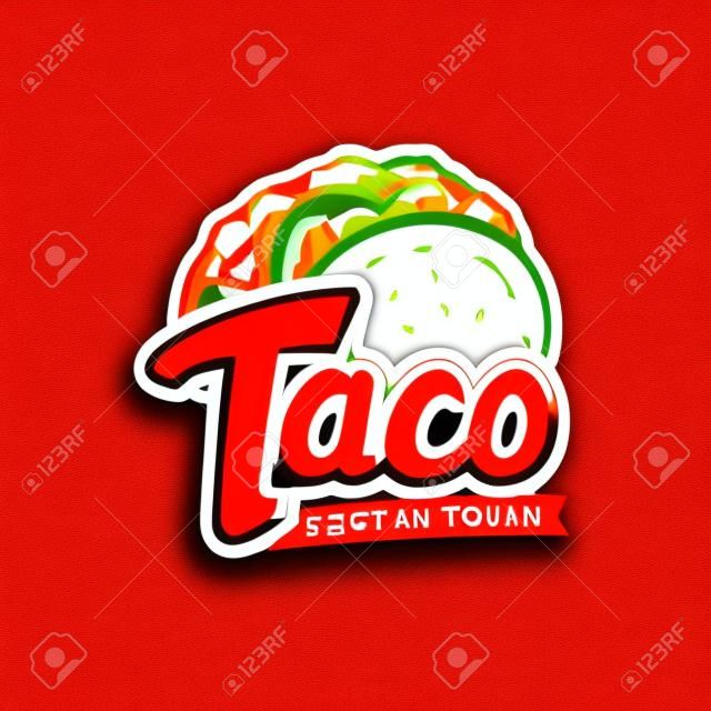 Tacos logo design isolated on red background