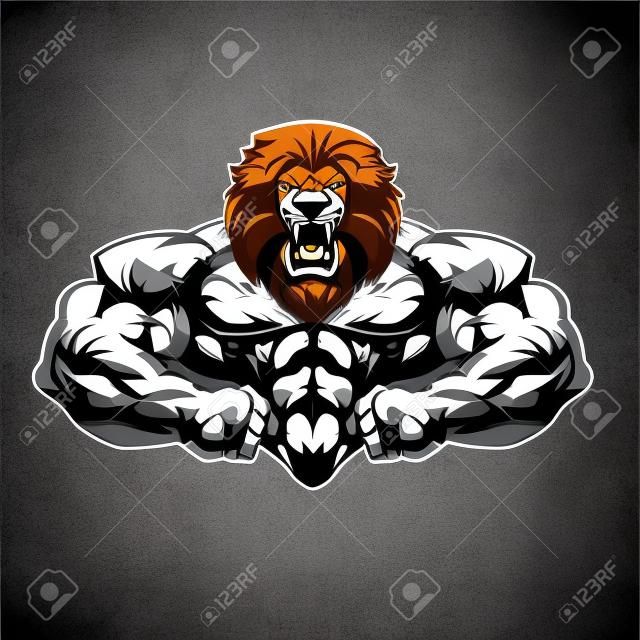 Angry bodybuilder gym spartan wolf lion vector image