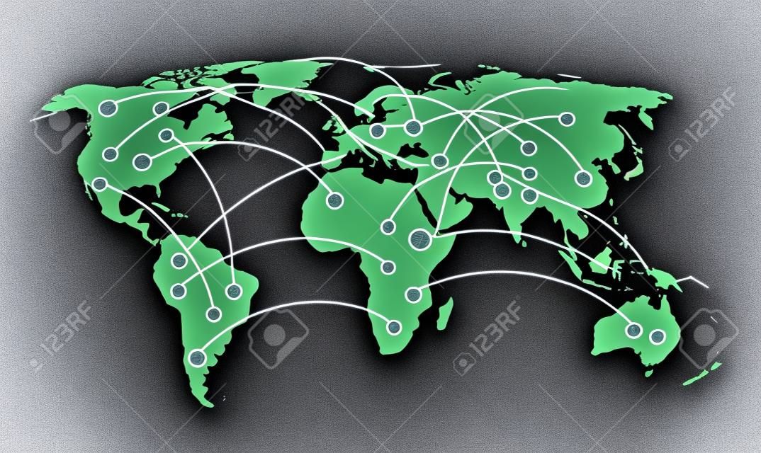 Küresel bağlantıları ile dünya haritası