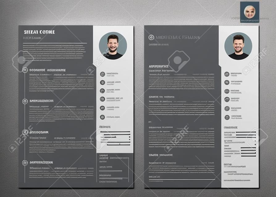 Professional cv, resume template of two pages. A4 size