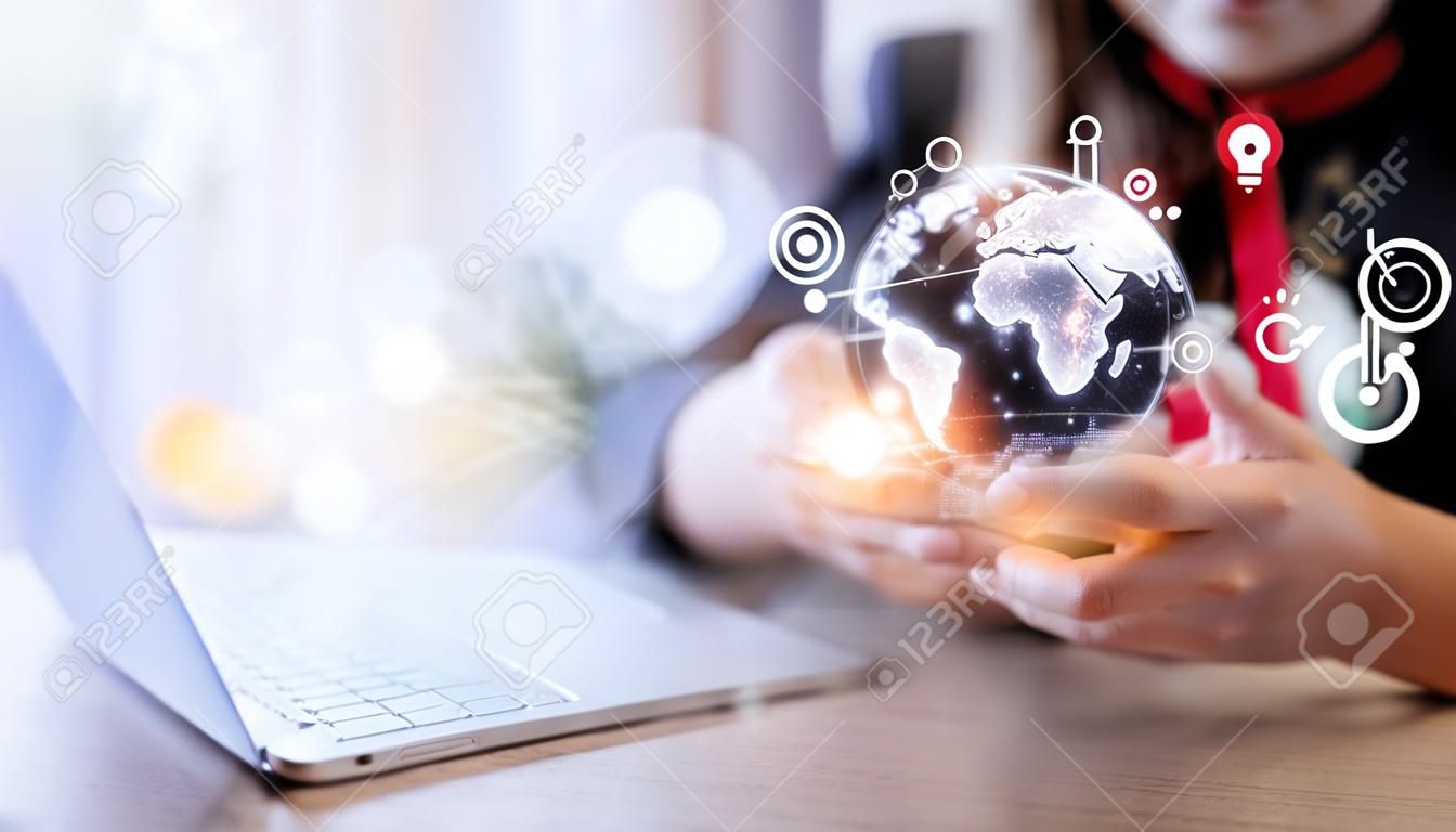 People use mobile smartphones. Business global internet connection application technology and digital marketing, Financial and banking, Digital link tech, big data.