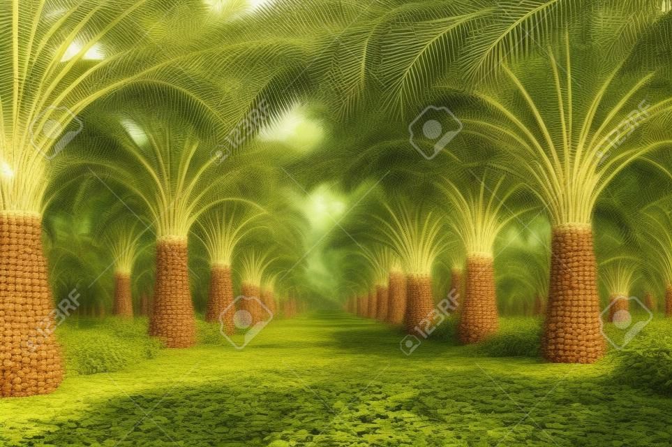 Beautiful raw of oil palm plantation