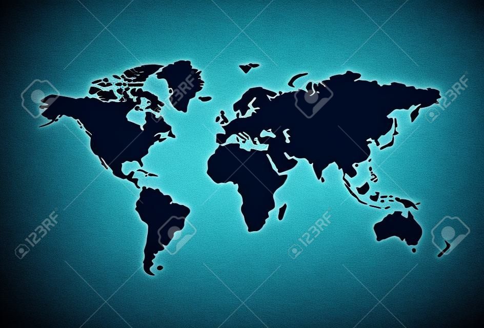 Blaue Weltkarte Silhouette