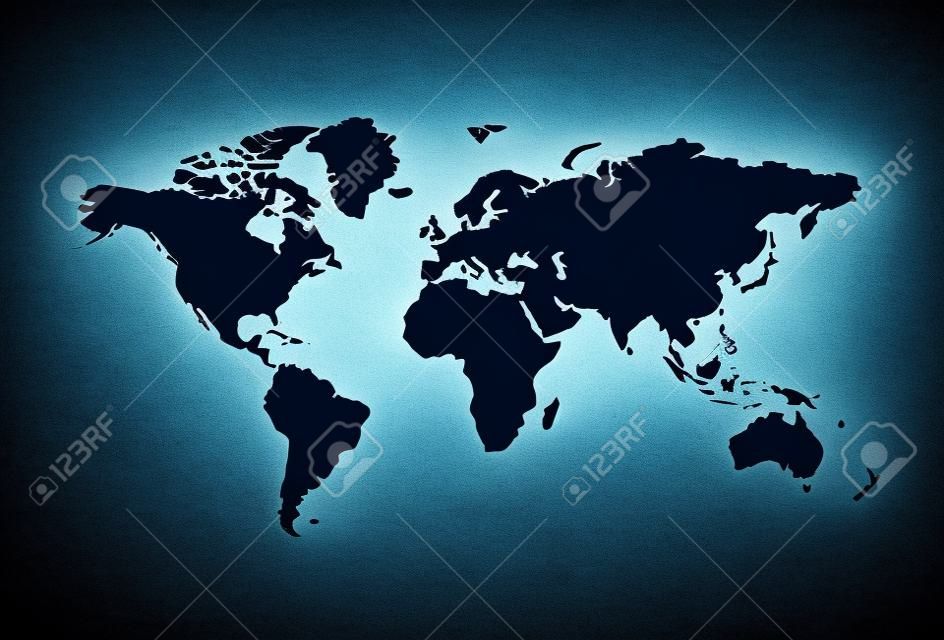 Mundo azul silueta del mapa