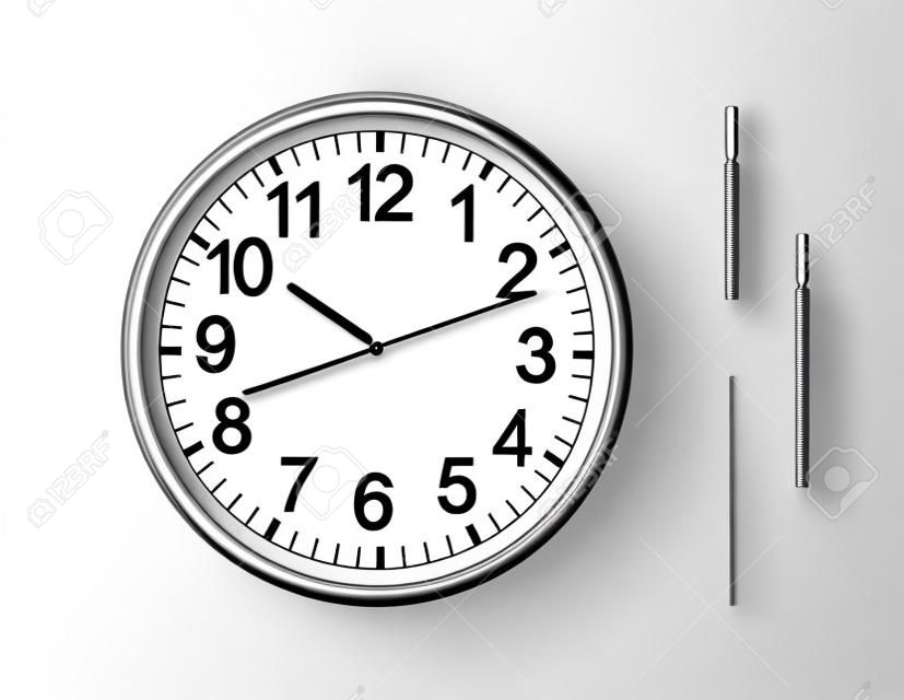 Крупным планом пустой Серебряные часы на белом фоне с отсечения путь для всех элементов, так что вы можете легко установить собственное время